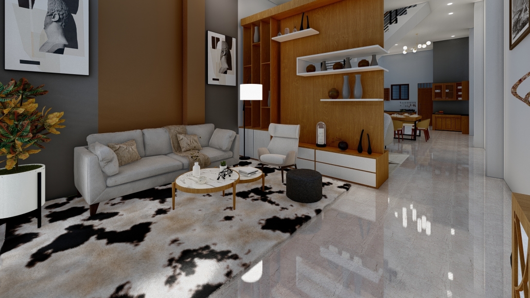 desain rumah L halaman dalam