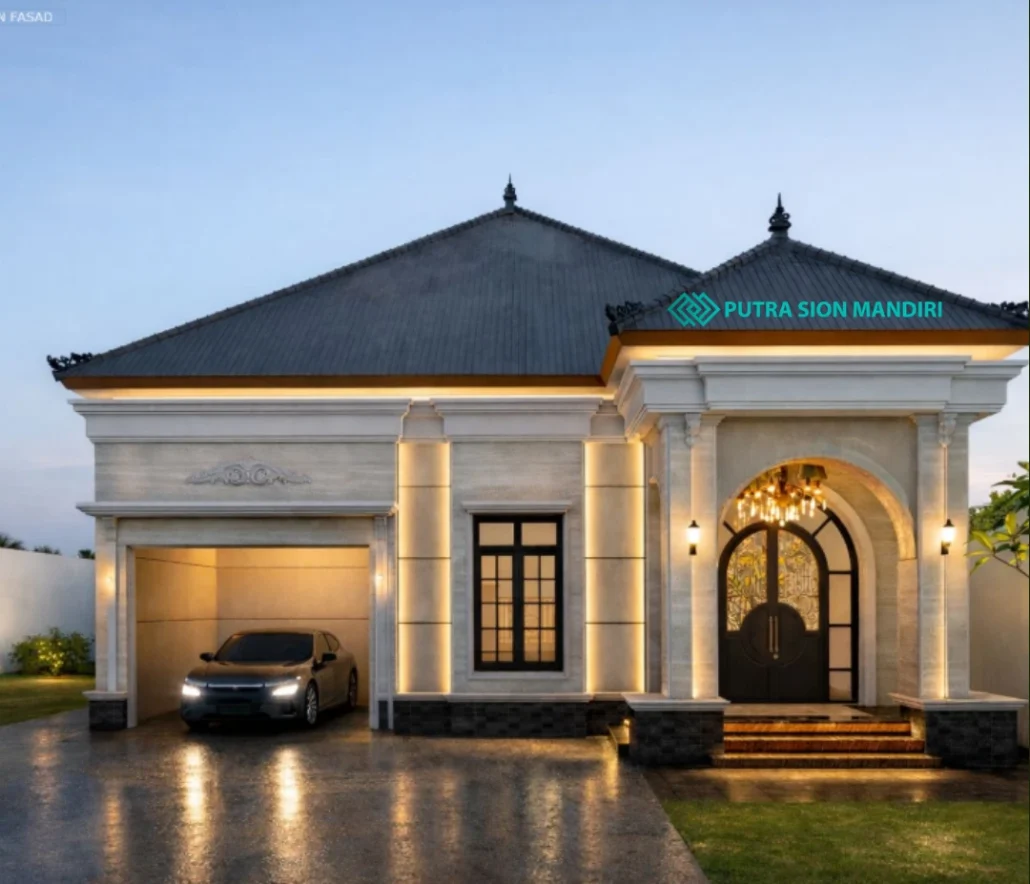desain fasad rumah klasik mewah